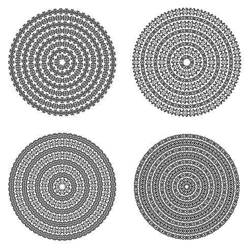 Monochromatische etnische ronde texturen. vector