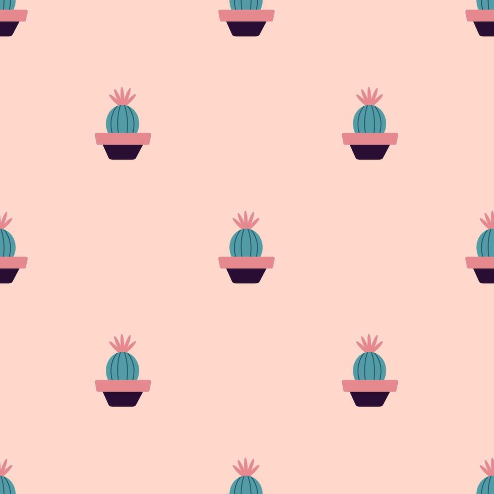 schattig cactussen in boho stijl. cactus naadloos patroon. modieus boho patroon. cactussen kleding stof afdrukken ontwerp. sappig textiel. vlak ontwerp, tekening stijl, perzik dons achtergrond vector
