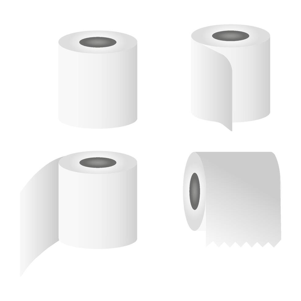 realistisch toilet papier. keuken papier tovel cilinder, geïsoleerd geïsoleerd muur, hygiëne spoel Shet, kantoor afdrukken papier rollen. vector