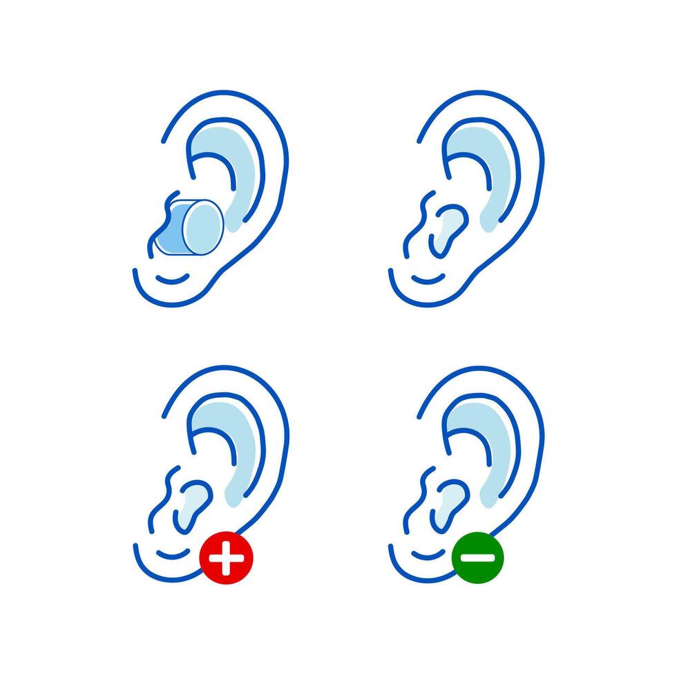 oor horen steun doof probleem icoon set. illustratie vector