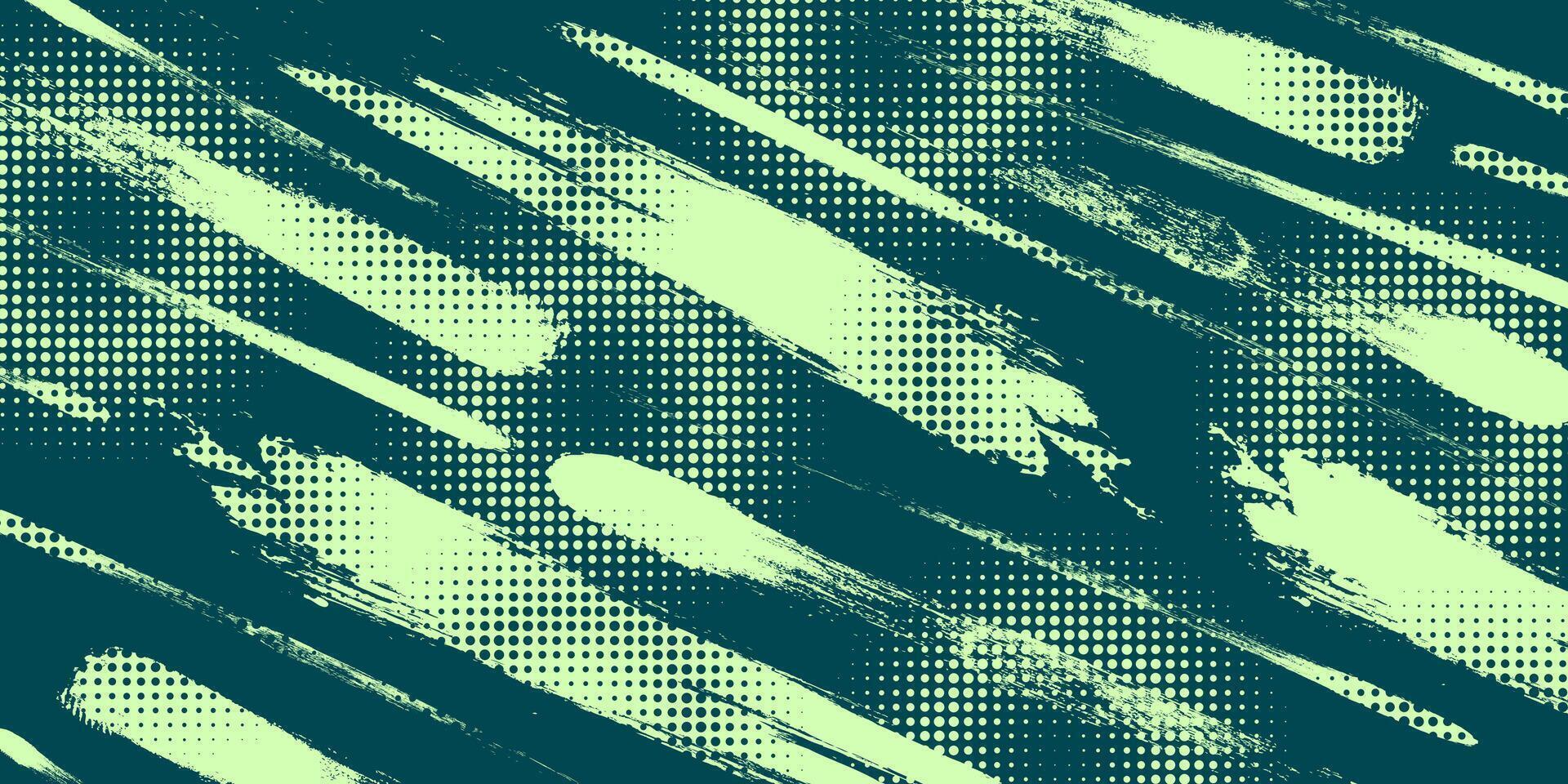 abstract borstel achtergrond met groen borstel structuur en halftone effect. retro grunge achtergrond voor banier of poster ontwerp vector