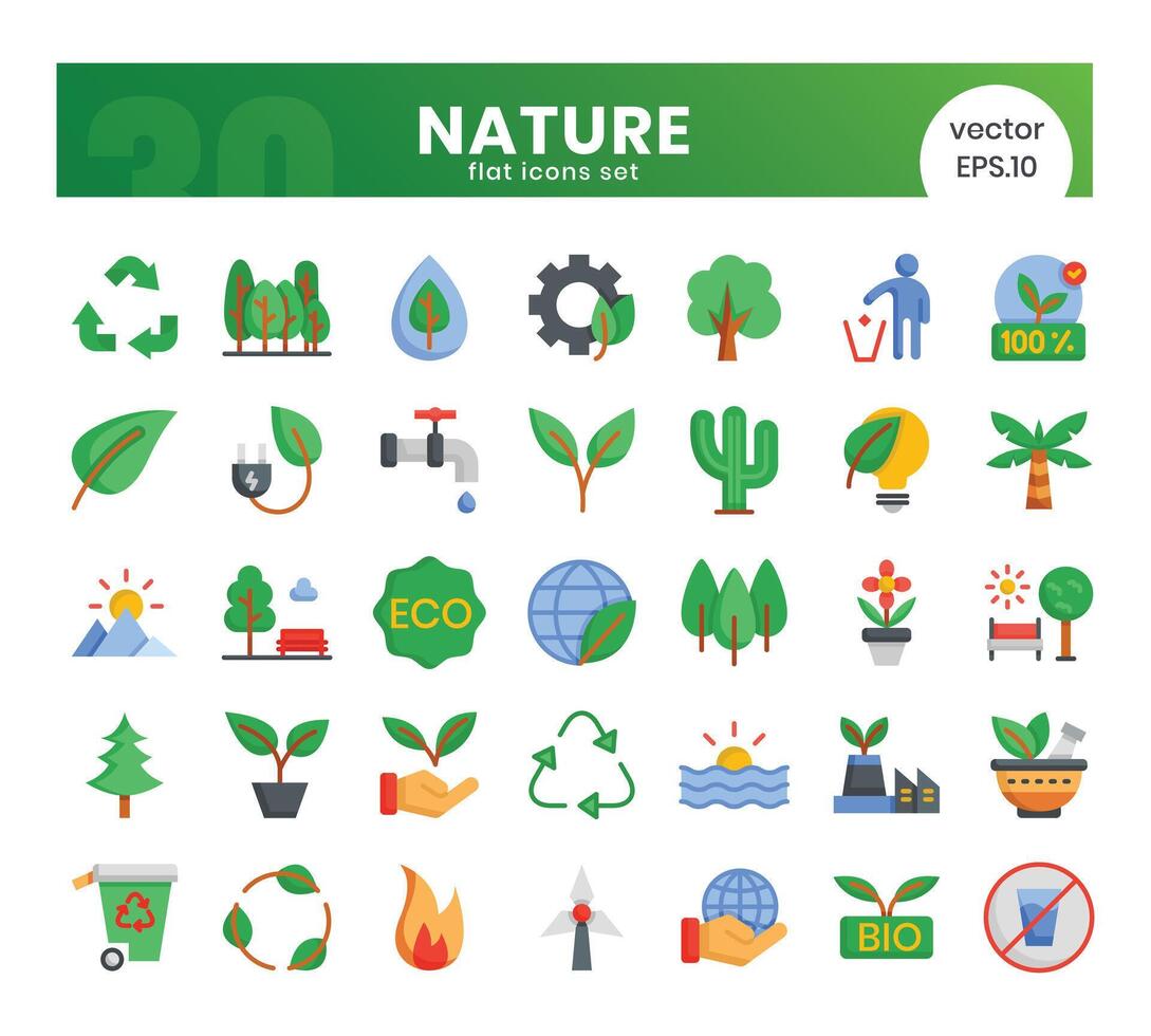 natuur pictogrammen bundel. vlak pictogrammen stijl. illustratie. vector