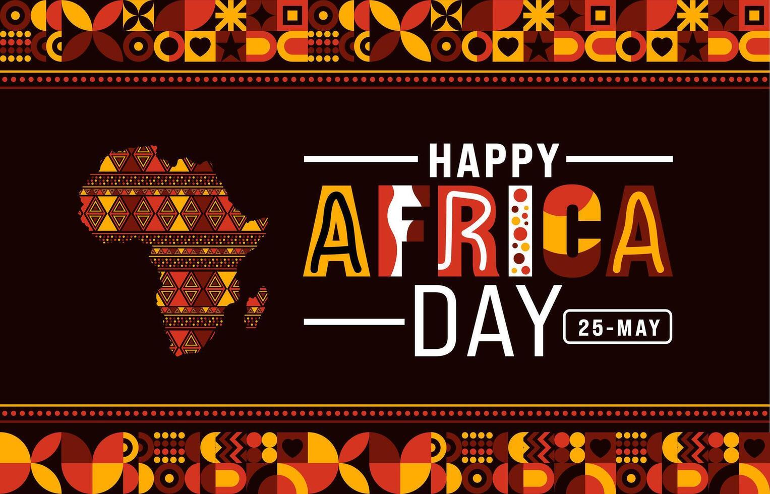 25 mei is gelukkig Afrika dag meetkundig vorm patroon achtergrond met Afrikaanse kaart ontwerp sjabloon. vakantie concept. gebruik naar achtergrond, banier, aanplakbiljet, kaart, en poster ontwerp sjabloon. vector