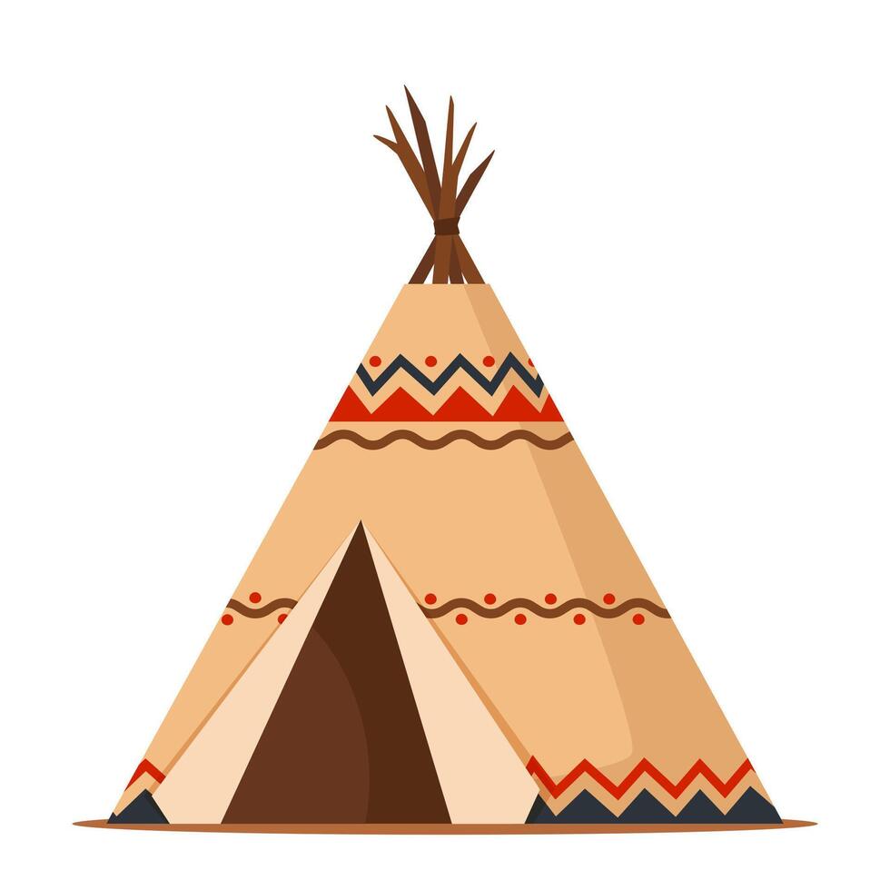 tipi, lodge of wigwam. traditioneel kamp, tent stijl handgemaakt huis voor inheems mensen, inheems Amerikanen. vector