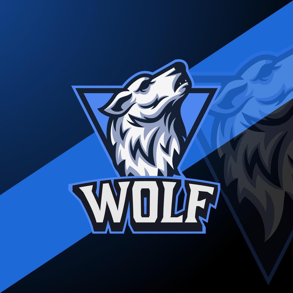wolf mascotte logo ontwerp, gaming mascotte logo ontwerp voor sport of e-sport logo sjabloon vector