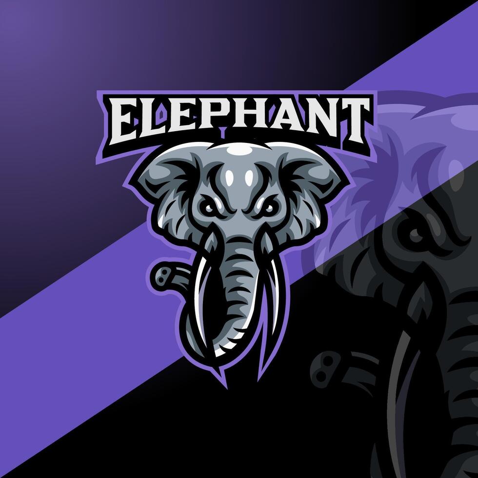 hoofd olifant gaming mascotte logo ontwerp voor sport logo sjabloon vector