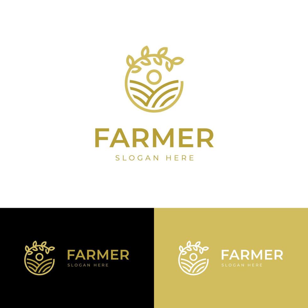 landbouw of boerderij logo icoon ontwerp met vers planten grafisch element symbool voor agronomie, landelijk land landbouw veld- logo sjabloon vector