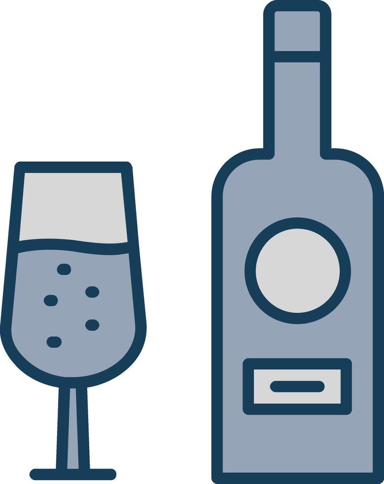 wijn fles lijn gevulde grijs icoon vector