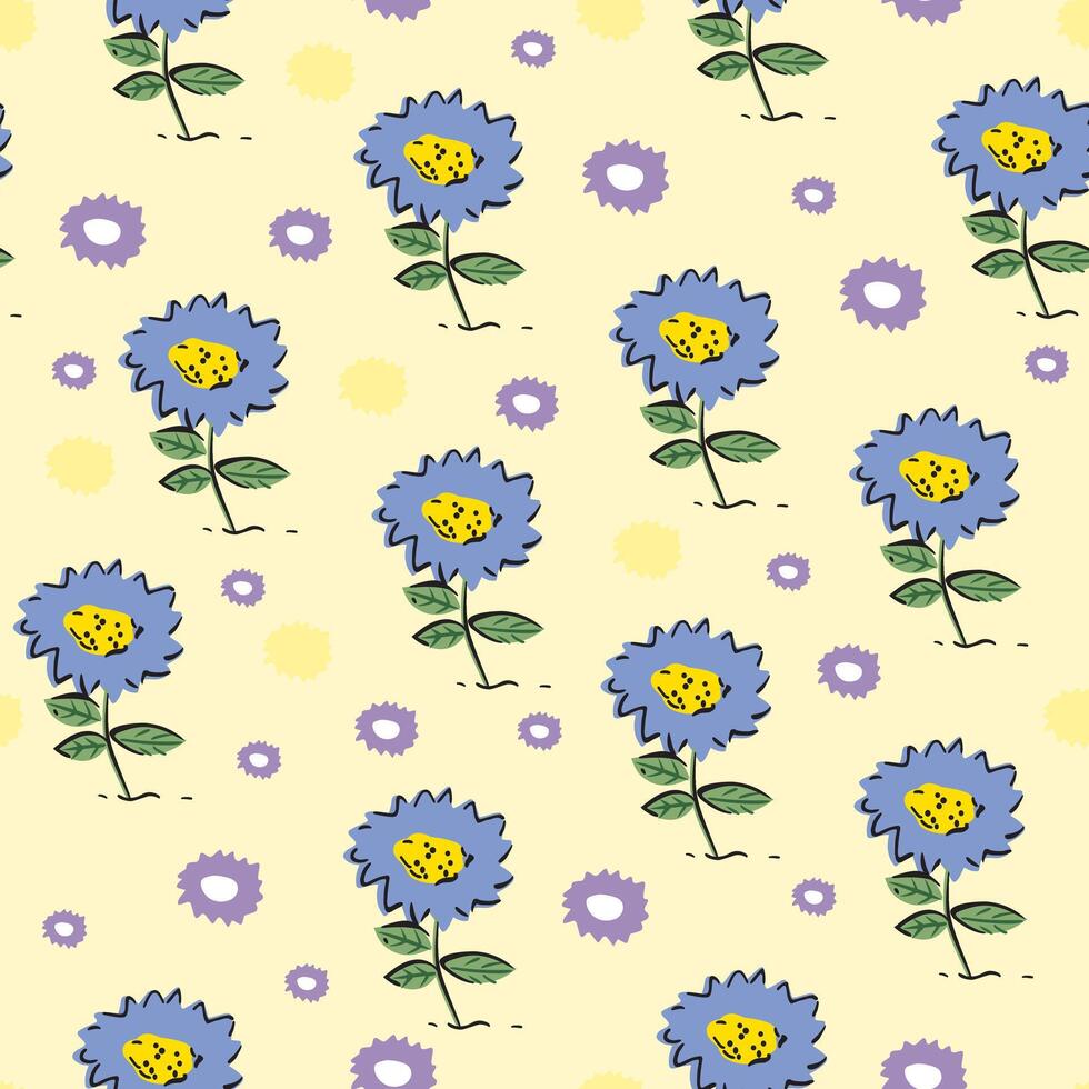 kleurrijk illustratie van herhaald patroon met bloemen in een gewoontjes stijl. vector