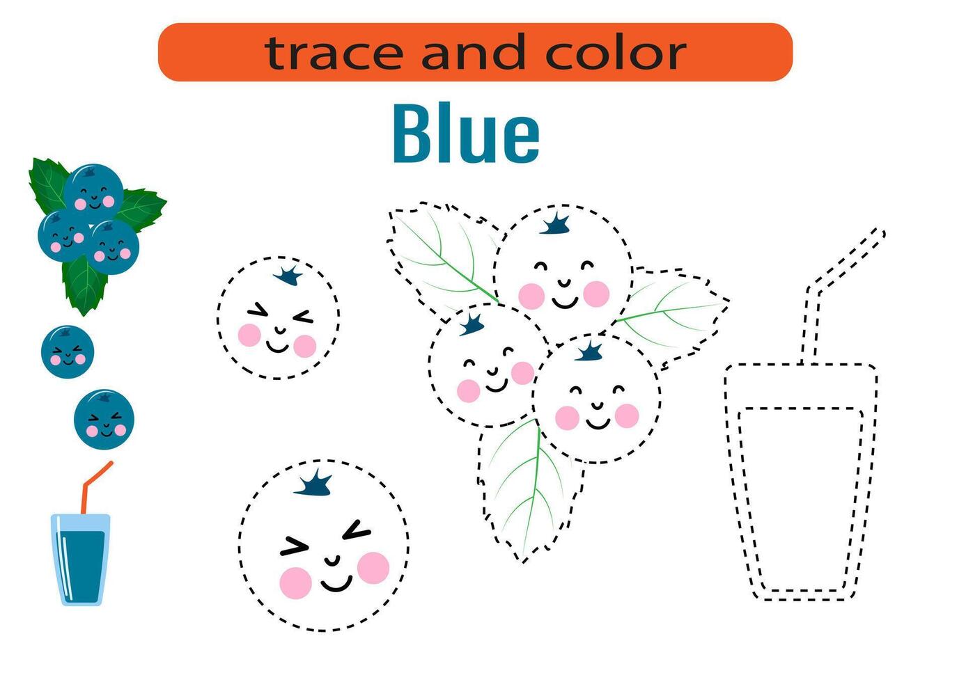 handschrift praktijk voor kinderen. trek lijnen voor kinderen. traceren en kleuren, fruit en bessen. eps10 vector