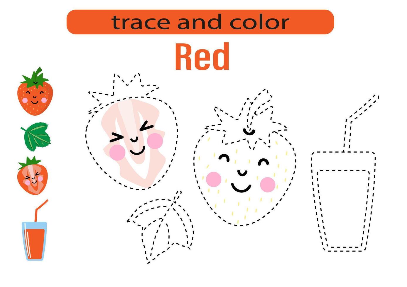 handschrift praktijk voor kinderen. trek lijnen voor kinderen. traceren en kleuren, fruit en bessen. eps10 vector