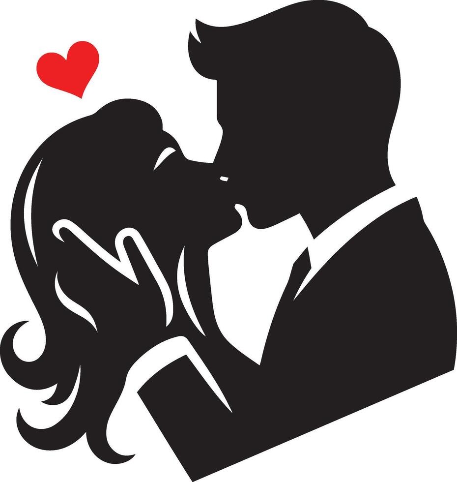 silhouet van een Mens en een vrouw kussen. vector