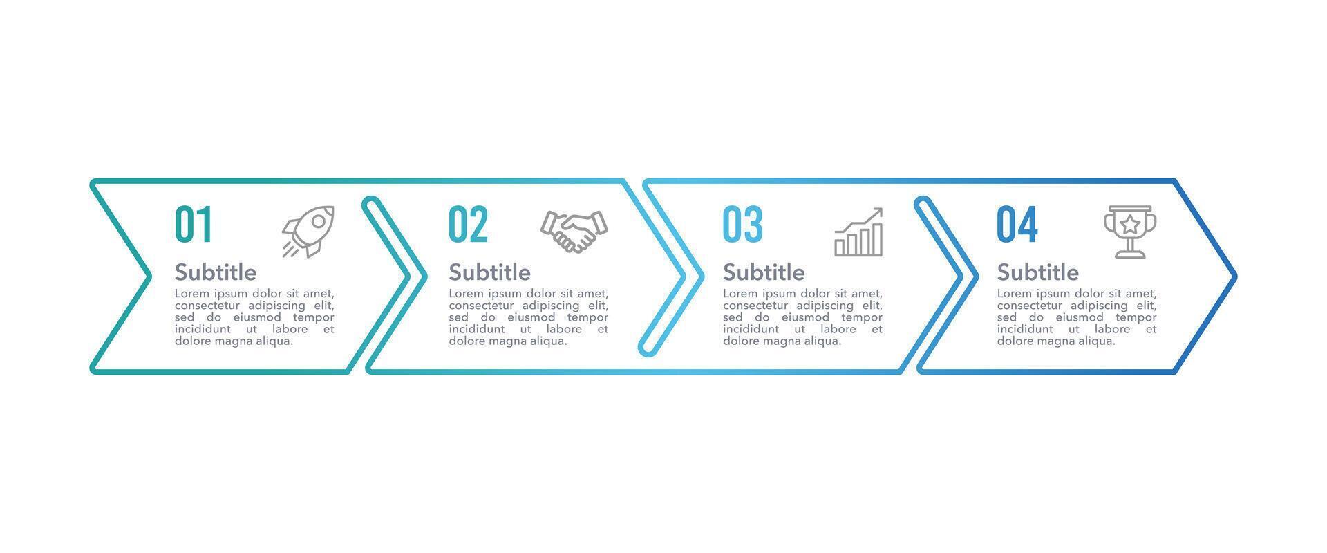 infographic pijlen 4 stappen in beweging naar voren. bedrijf presentatie. vector