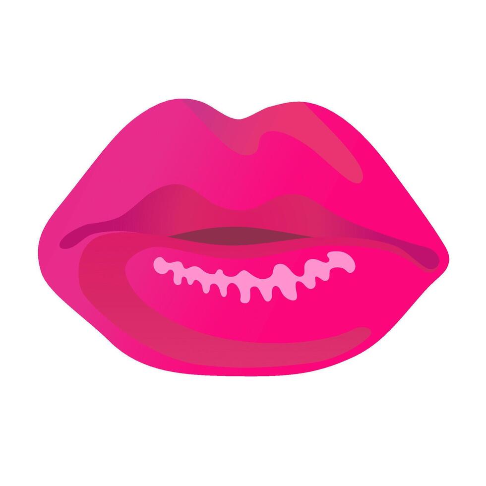 zoenen roze glimmend vrouw lippen kleur illustratie. vector