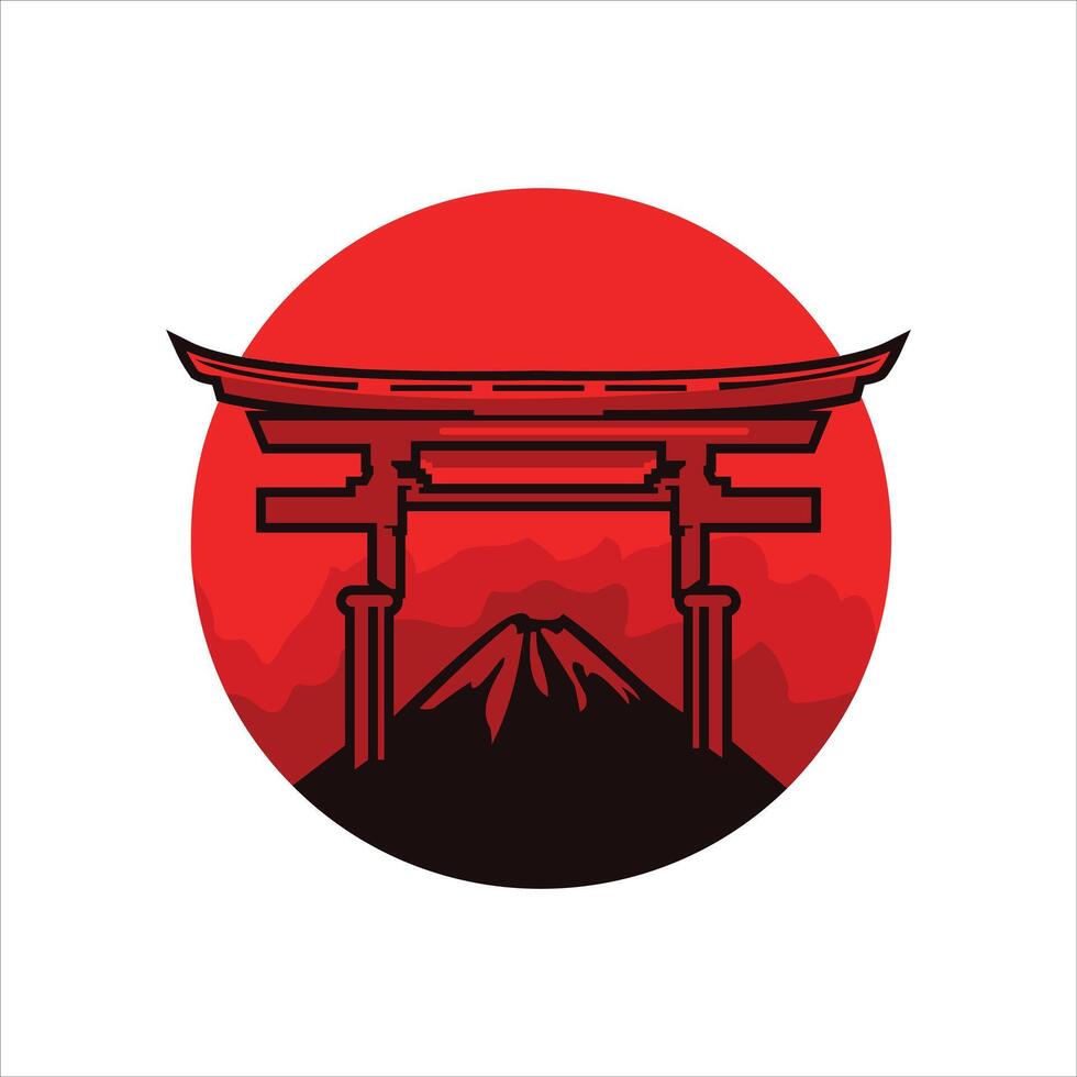 Japan poort traditioneel gebouw historisch icoon logo ontwerp sjabloon vector
