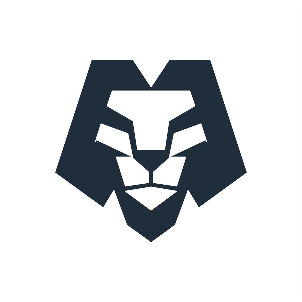 leeuw hoofd met m brief logo ontwerp sjabloon vector