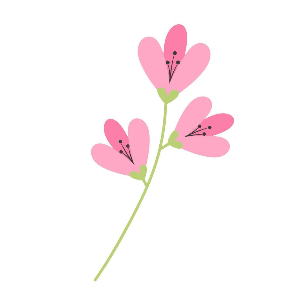 takje van bloemen. lente, zomer concept. illustratie geïsoleerd Aan wit achtergrond. vector