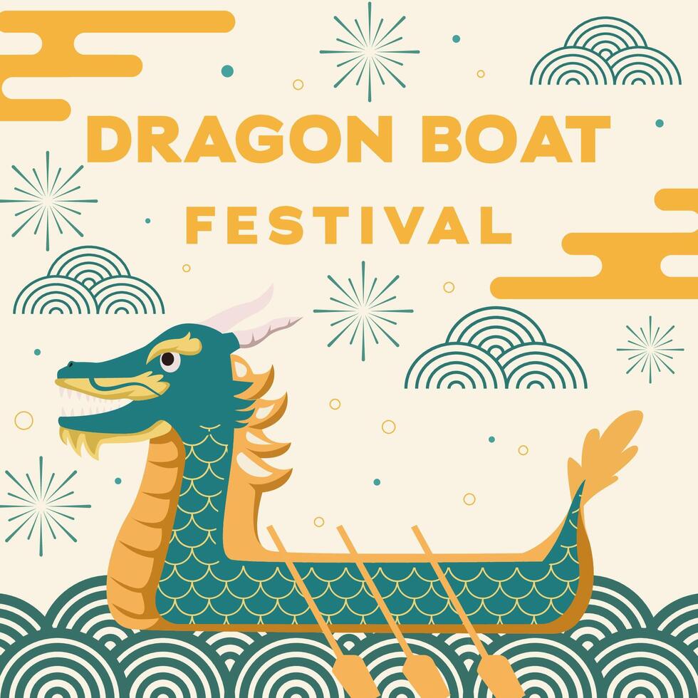 vlak ontwerp draak boot festival illustratie vector