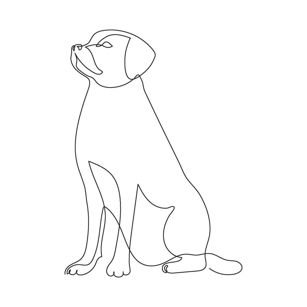 hond labrador zitten, een doorlopend lijn tekening. gemakkelijk minimalistische abstract dier. hand- getrokken silhouet van huisdier hond. schets illustratie vector