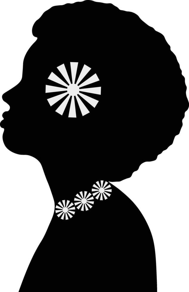 Dames zwart geschiedenis maand silhouet. geïsoleerd Aan wit achtergrond vector
