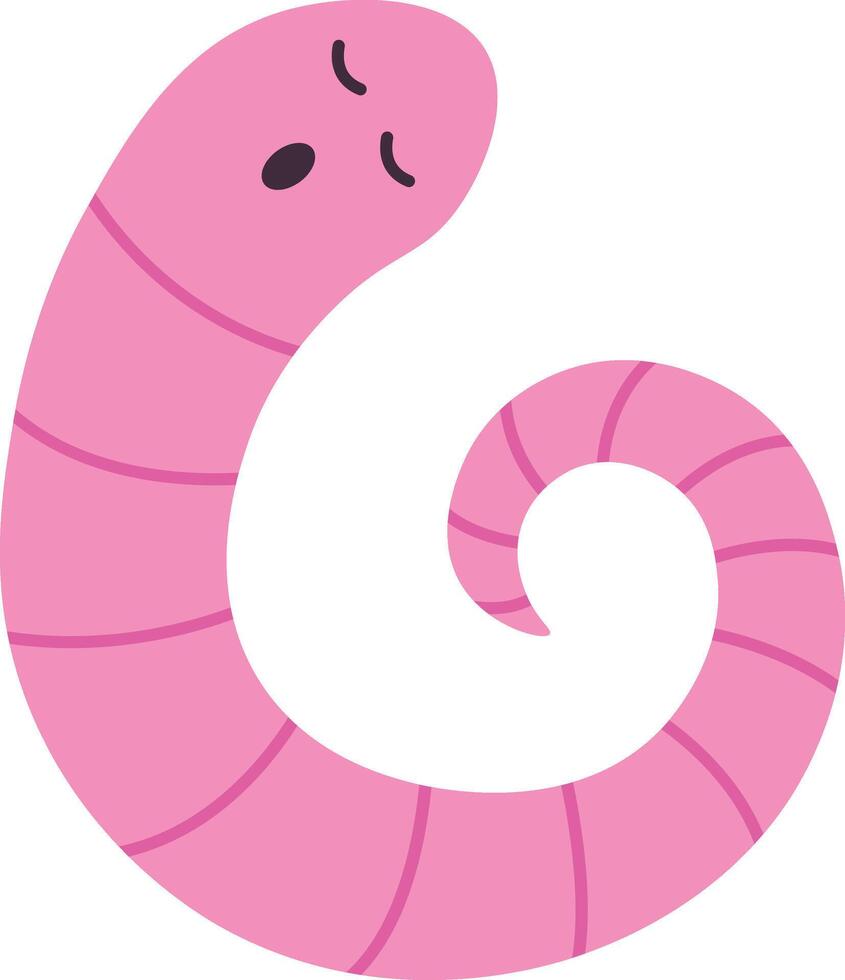 regenworm tekenfilm karakter met gezicht uitdrukking. geïsoleerd icoon vector