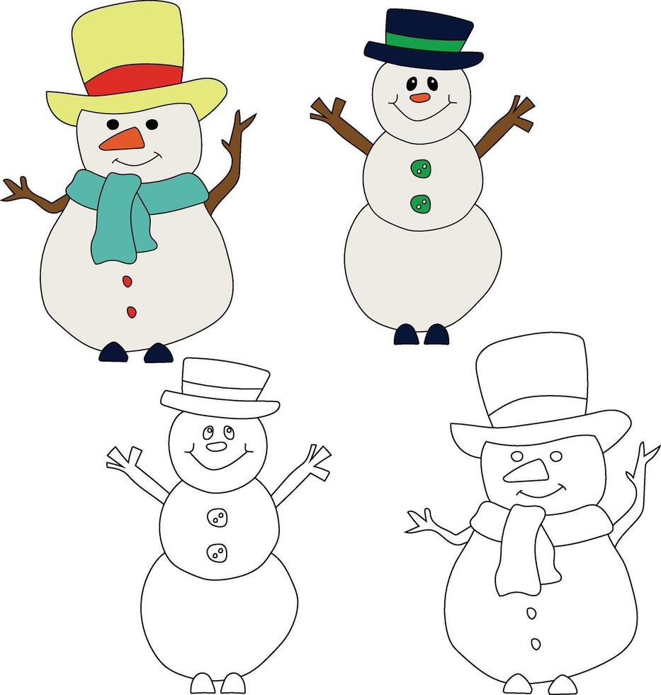 sneeuwman clip art voor geliefden van winter seizoen. deze winter thema sneeuwman pakken Kerstmis viering vector