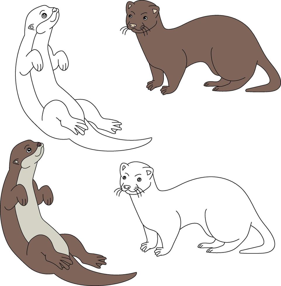 Otter clip art. aquatisch dier clip art voor geliefden van onderwater- zee dieren, marinier leven, en zee leven vector