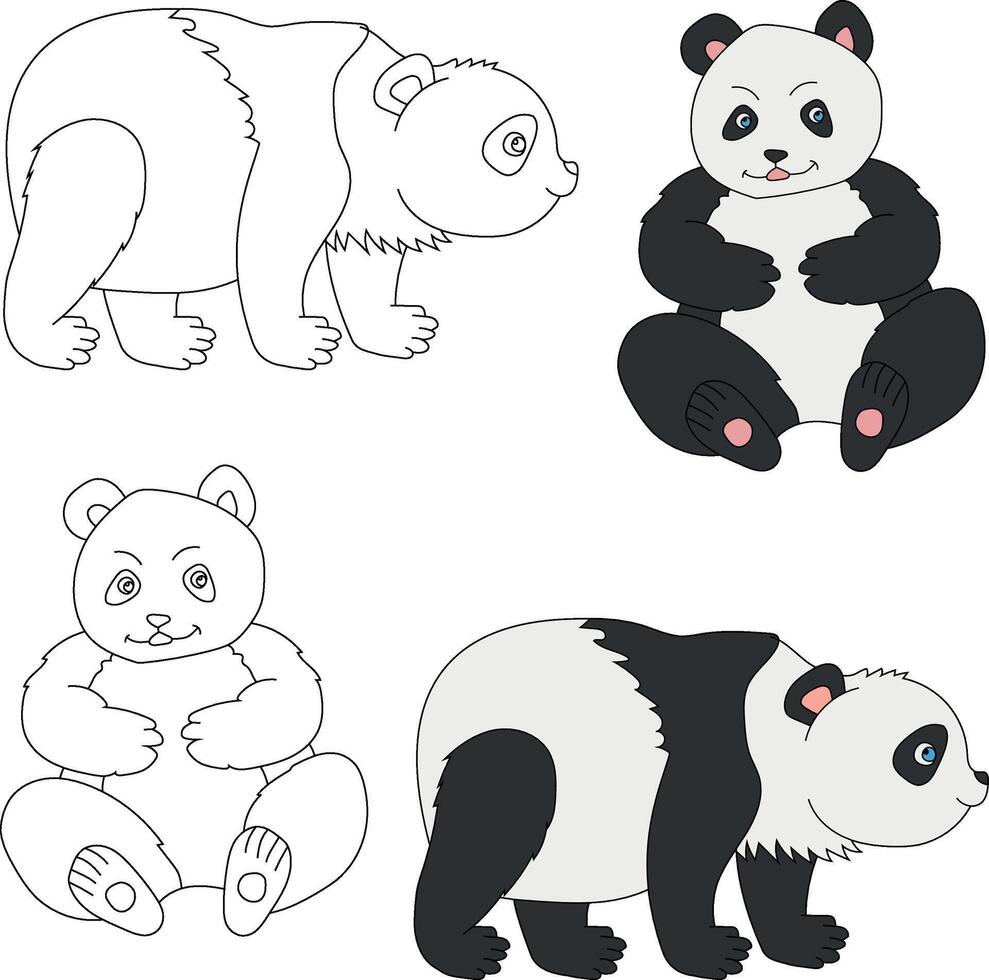 panda clip art. wild dieren clip art verzameling voor geliefden van oerwouden en dieren in het wild. deze reeks zullen worden een perfect toevoeging naar uw safari en dierentuin-thema projecten. vector