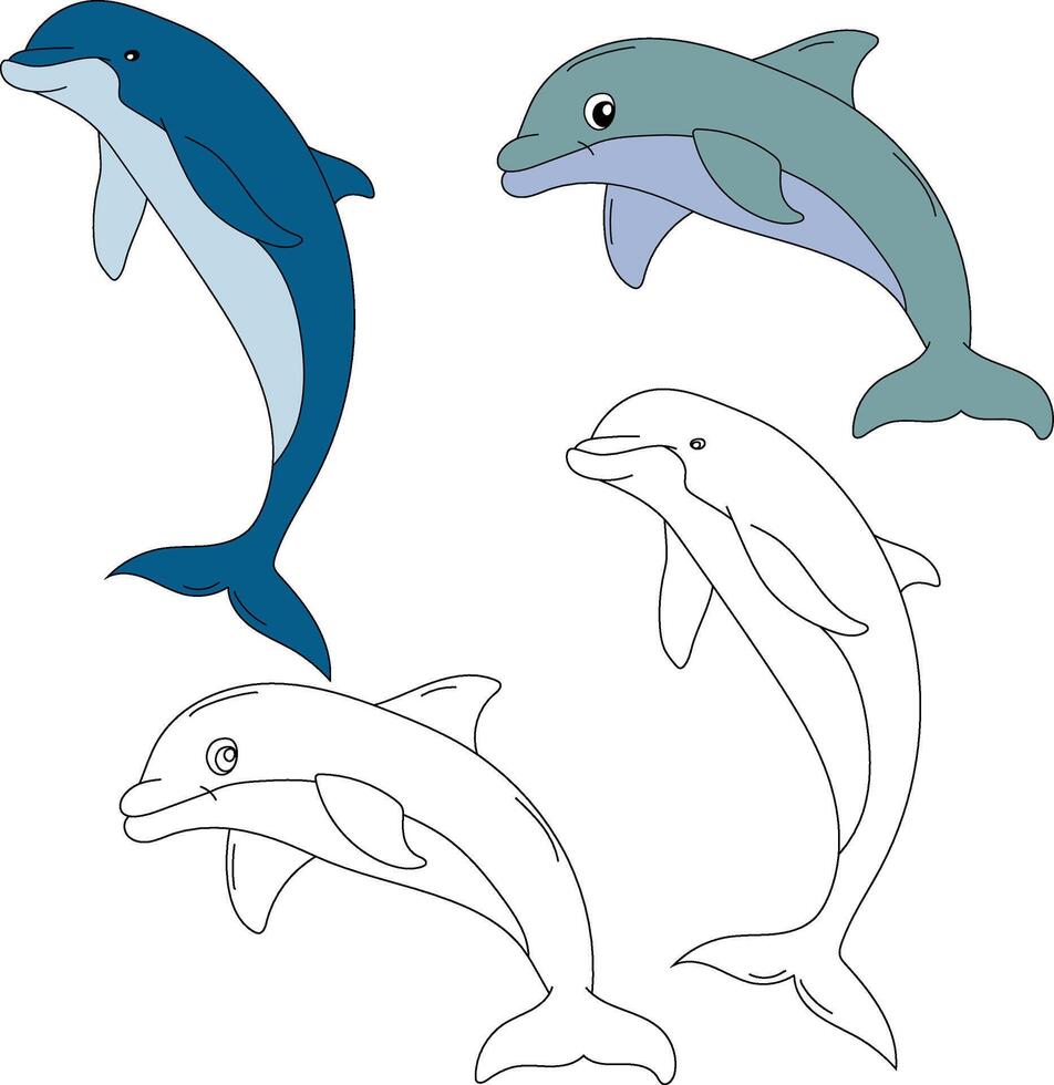 dolfijn clip art. aquatisch dier clip art voor geliefden van onderwater- zee dieren, marinier leven, en zee leven vector