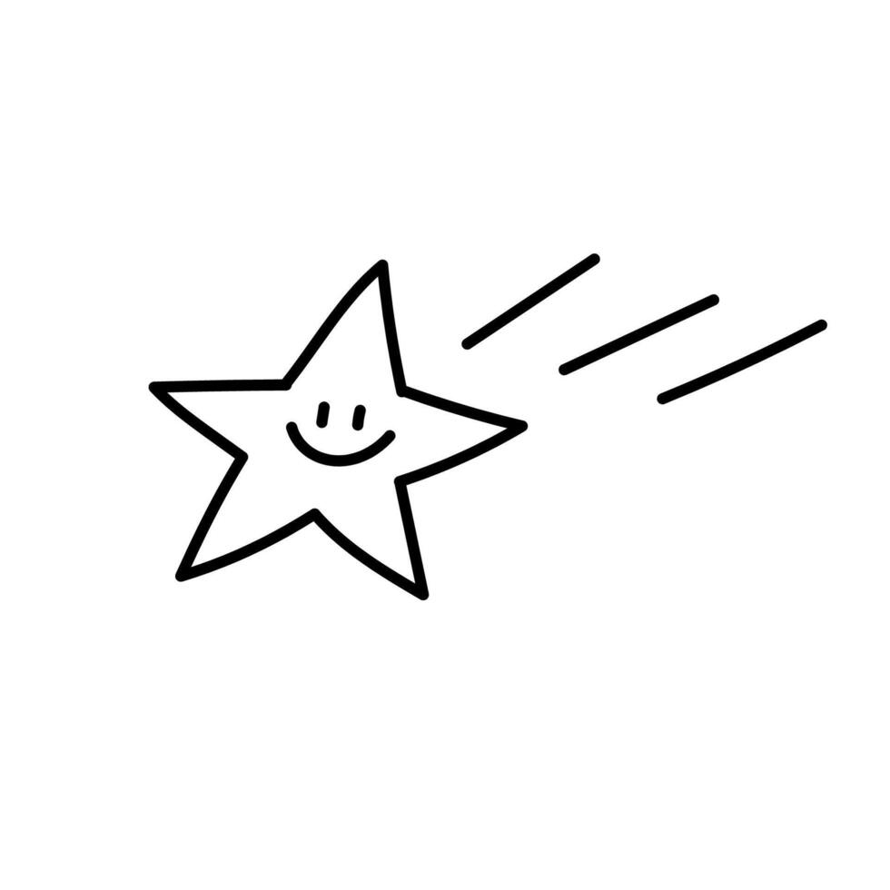 glimlachen ster in tekening stijl. geïsoleerd Aan wit achtergrond vector