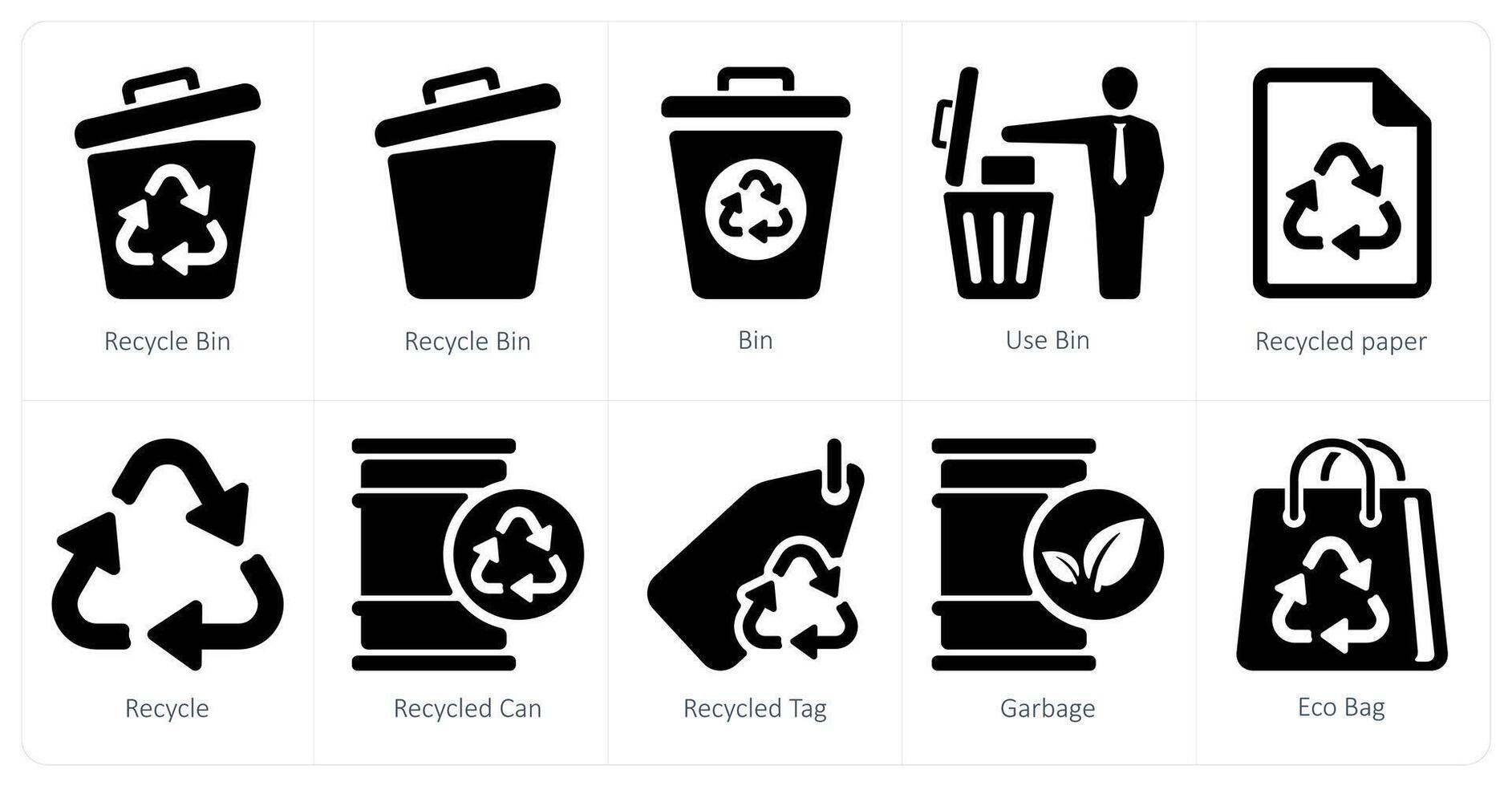 een reeks van 10 ecologie pictogrammen net zo recycle bak, bak, gebruik bak vector