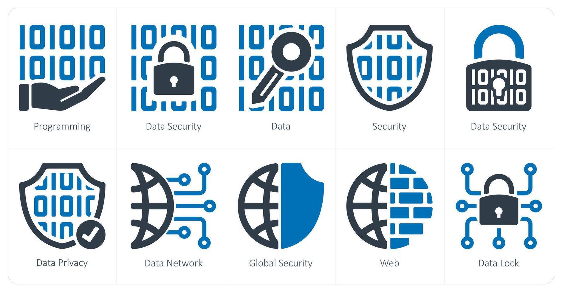 een reeks van 10 veiligheid pictogrammen net zo programmeren, gegevens veiligheid, gegevens vector