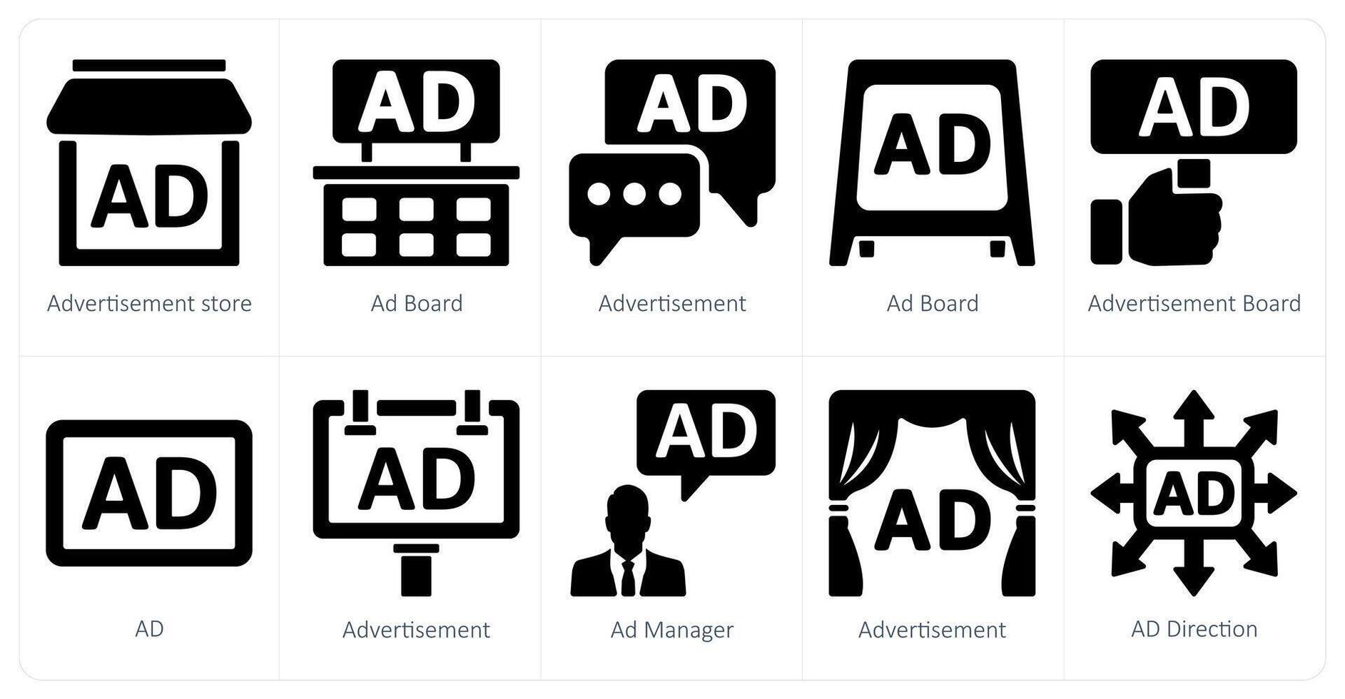 een reeks van 10 advertenties en afzet pictogrammen net zo advertentie op te slaan, advertentie bord, advertentie vector