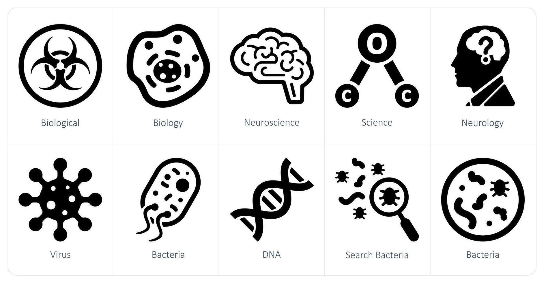 een reeks van 10 wetenschap en experiment pictogrammen net zo brein, neurowetenschap, atoom vector