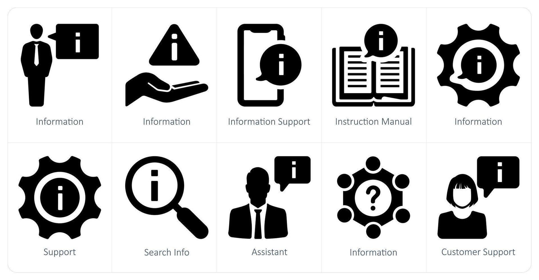 een reeks van 10 klant ondersteuning pictogrammen net zo informatie, informatie steun, instructie handleiding vector