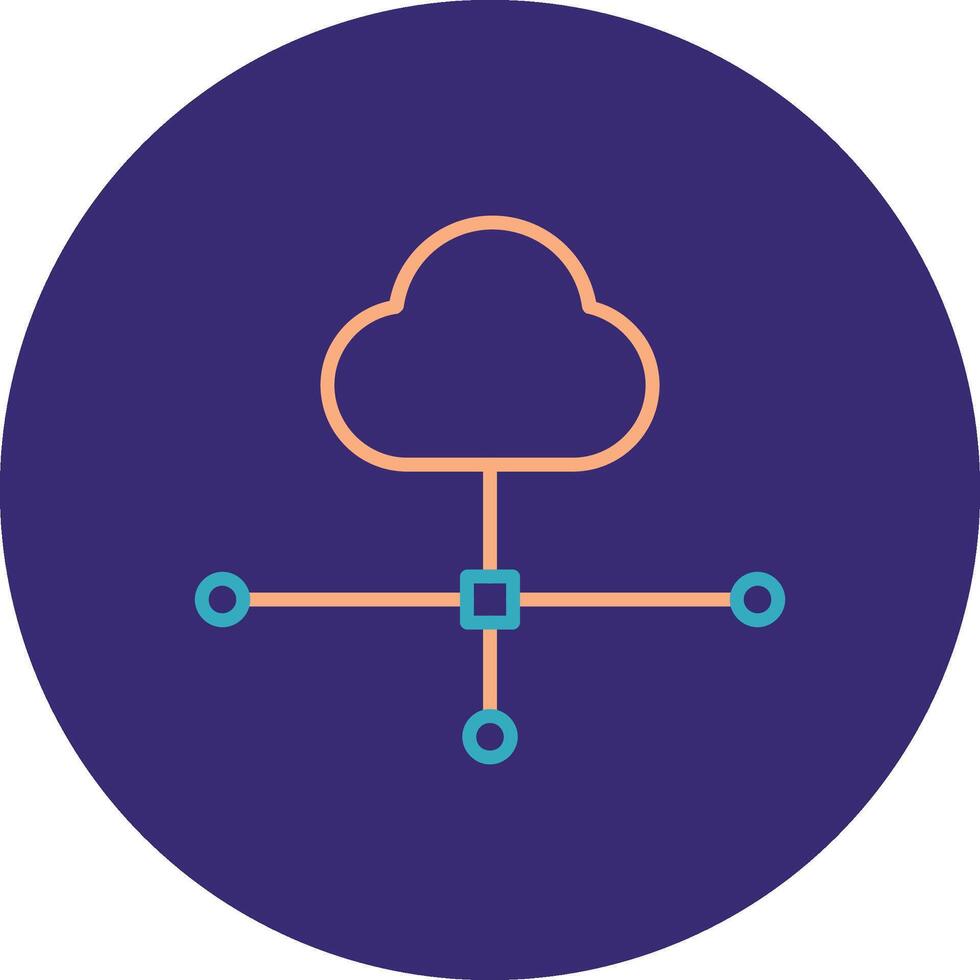 wolk verbinding lijn twee kleur cirkel icoon vector