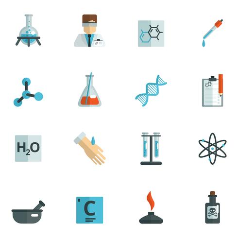 chemie pictogrammen plat vector