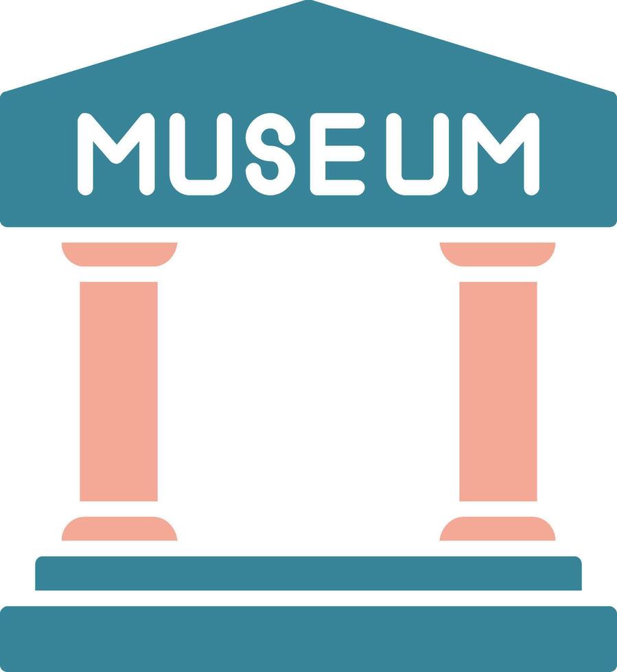 museum glyph twee kleuren icoon vector