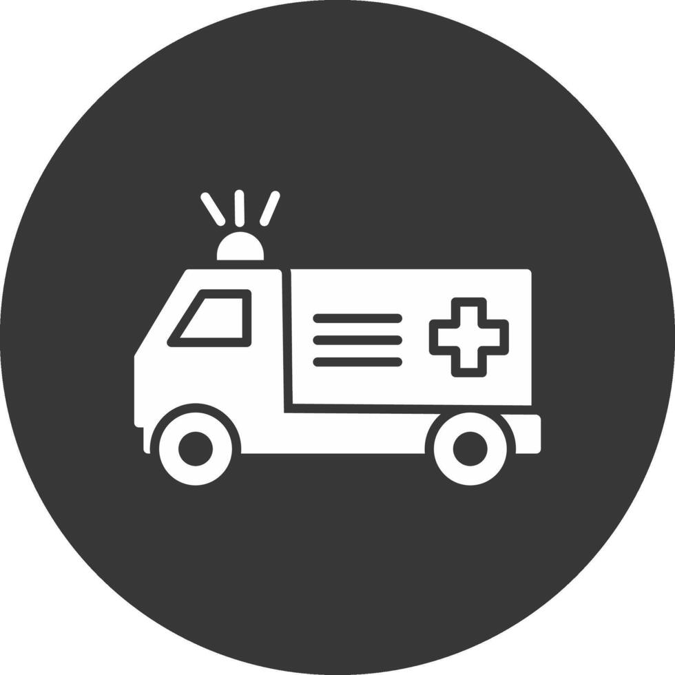 ambulance glyph omgekeerd pictogram vector