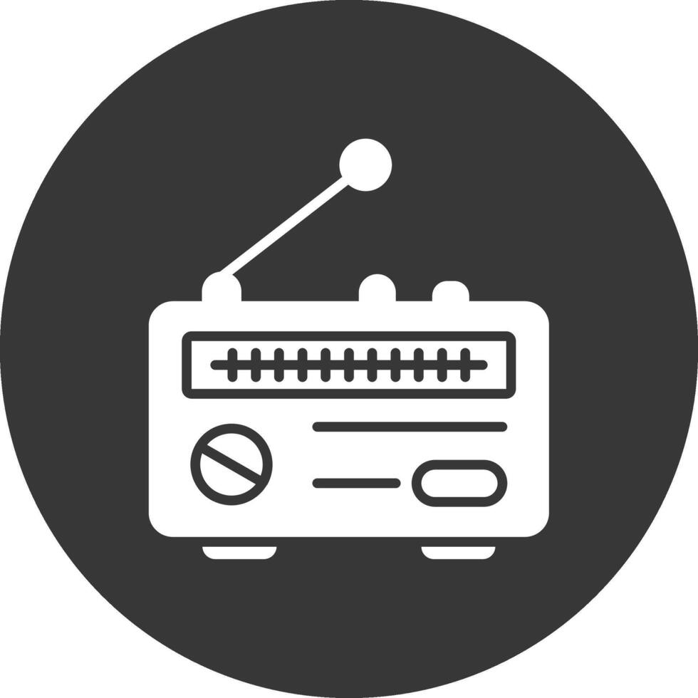 radio glyph omgekeerd pictogram vector