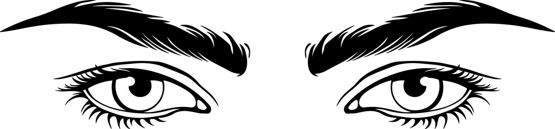 zwart silhouet van ogen met wenkbrauwen vector