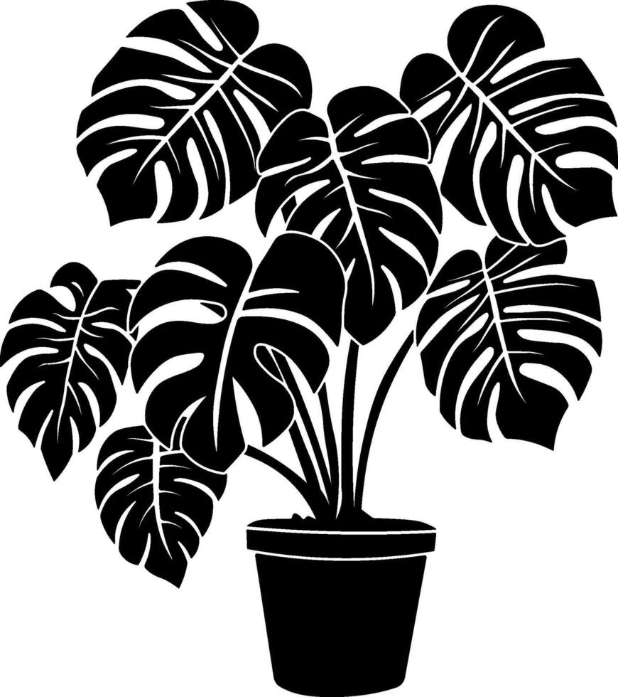 zwart silhouet van monstera bloem zonder achtergrond vector