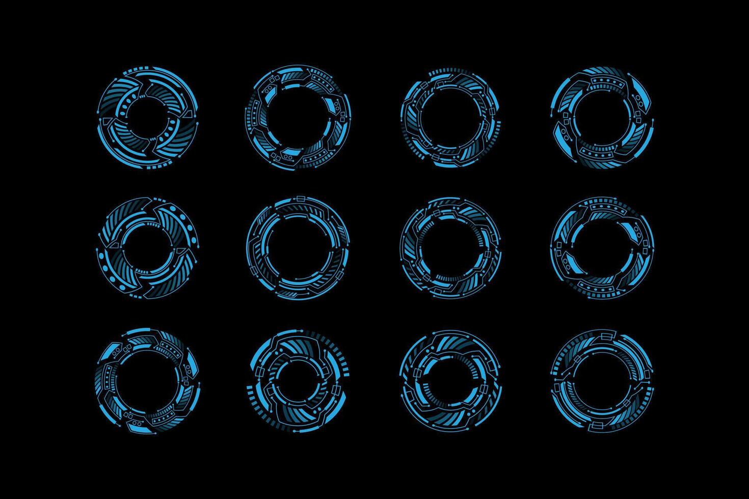 cirkel futuristische koppel technologie hud ontwerp elementen vector