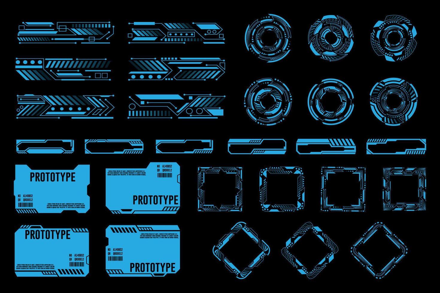 creatief hud koppel elementen set, infographics sci fi geïsoleerd Aan transparant futuristische achtergrond. ontwerp sjabloon. abstract toekomst concept wetenschap virtueel grafisch vector