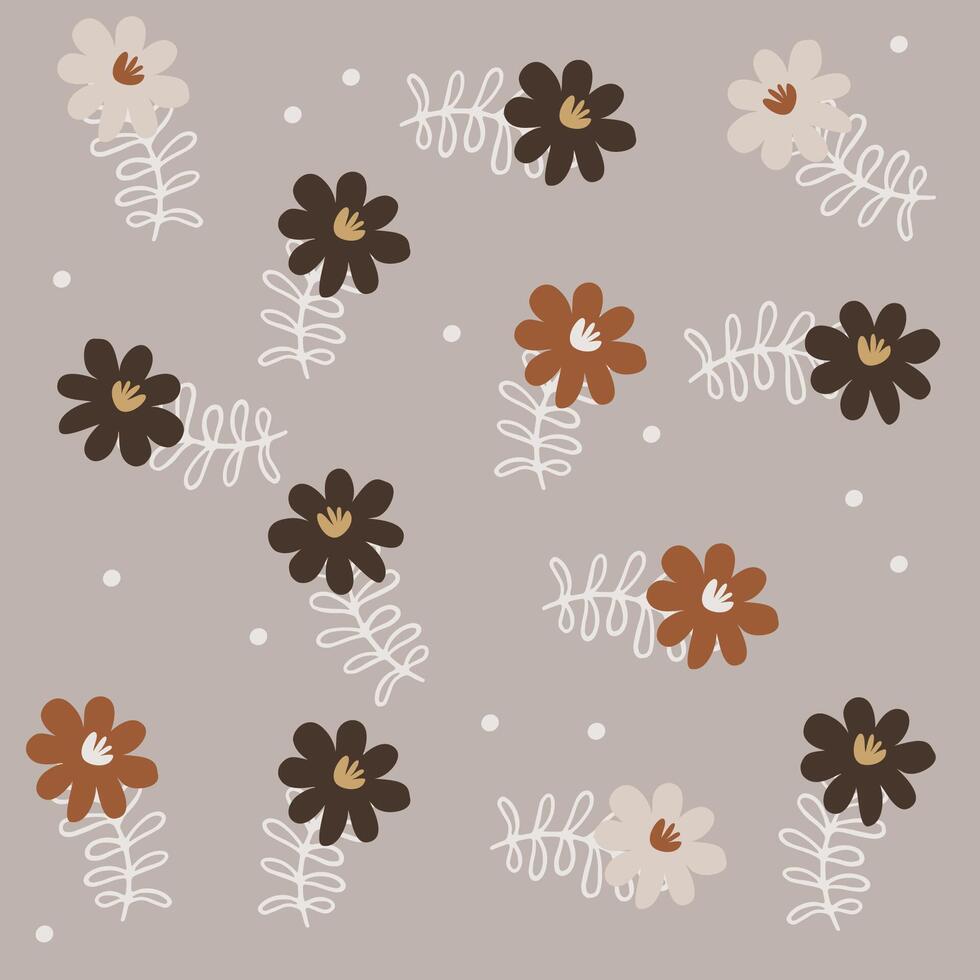 boho patroon met neutrale kleur. natuur motieven, bloemen, kinderkamer patroon geschikt voor kinderen kleding stof patroon vector