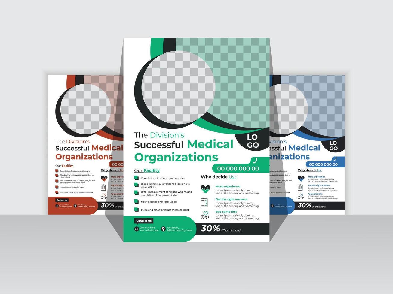 moderne medische flyer sjabloonontwerp. sjabloon voor zakelijke flyers voor de gezondheidszorg, moderne flyer-sjabloon voor medische en gezondheidszorg. gezondheidsarts flyer ontwerp. vector