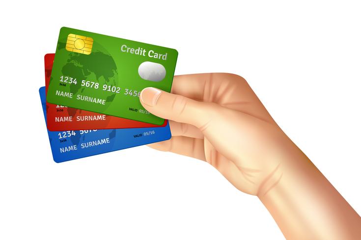 Hand met creditcards vector