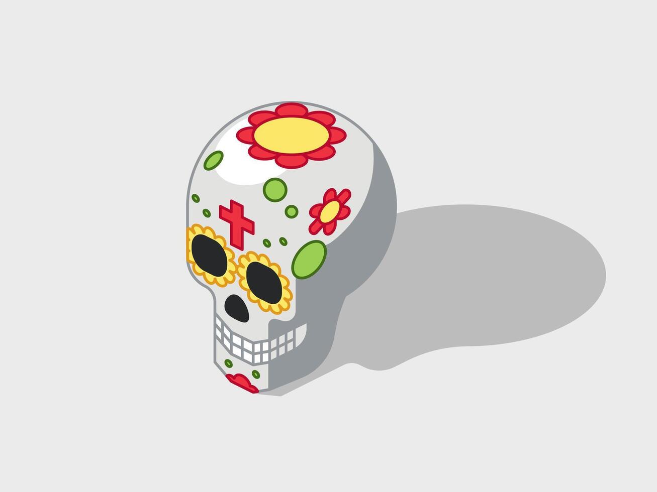 calavera Mexicaans schedel isometrische illustratie met schaduw vector