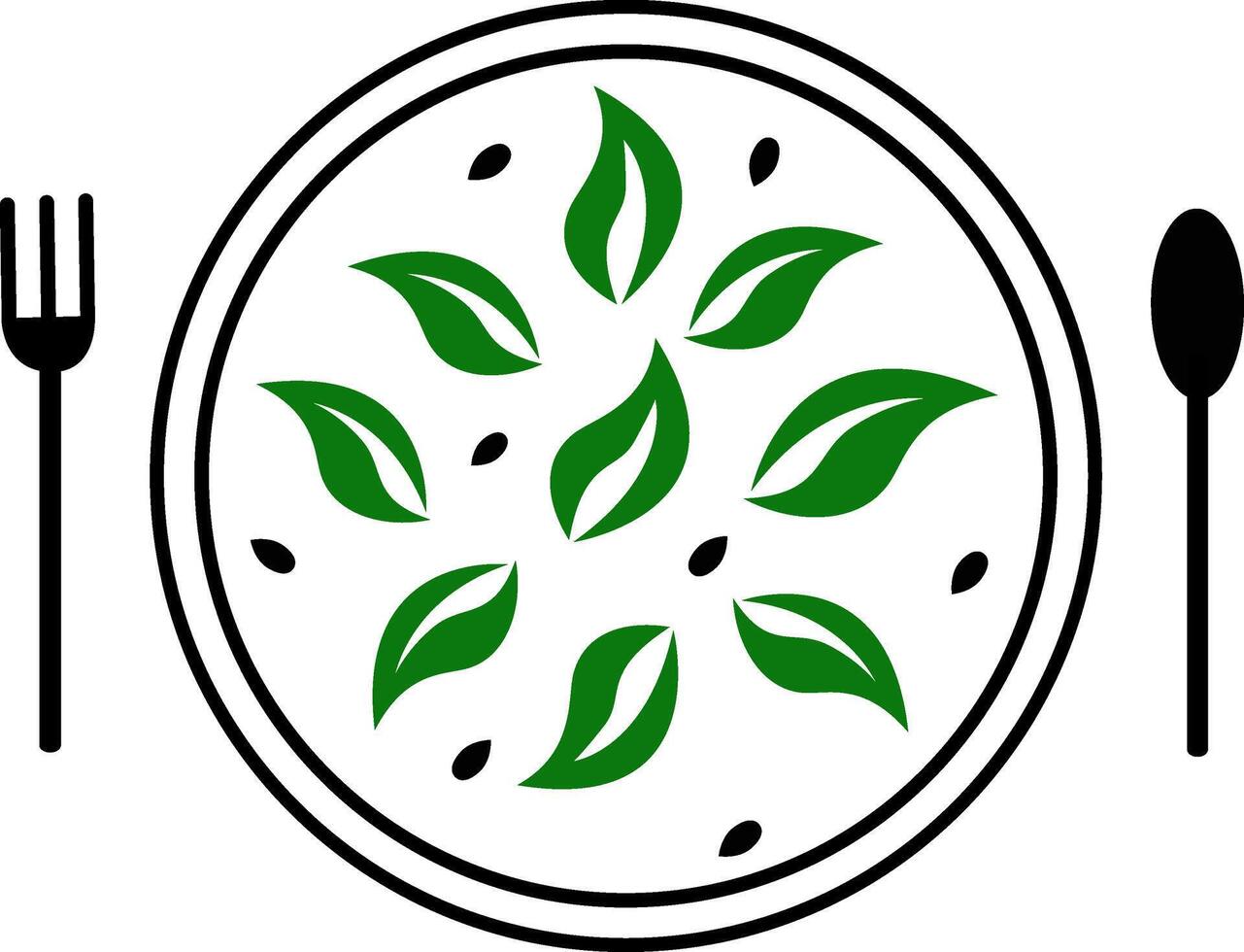 illustratie van een groente salade in een bord. een hand getekend tekening met een zwart schets gemarkeerd Aan een wit achtergrond. traditioneel groente keuken, recept, menu, Koken. voedsel icoon. vector