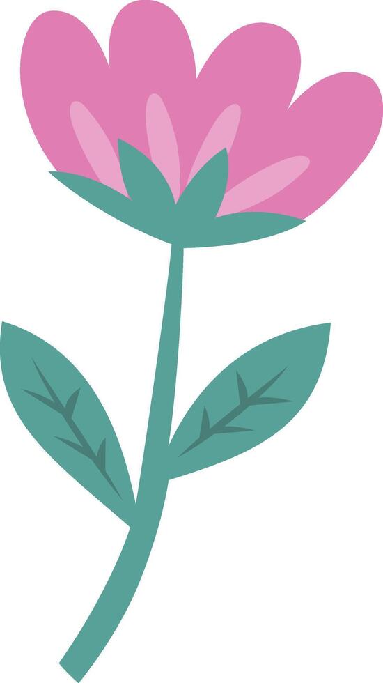 illustratie van een roze bloem. illustratie voor Pasen, natuur en voorjaar ontwerp, gemarkeerd Aan een wit achtergrond met een groen blad. voorraad illustratie. vector